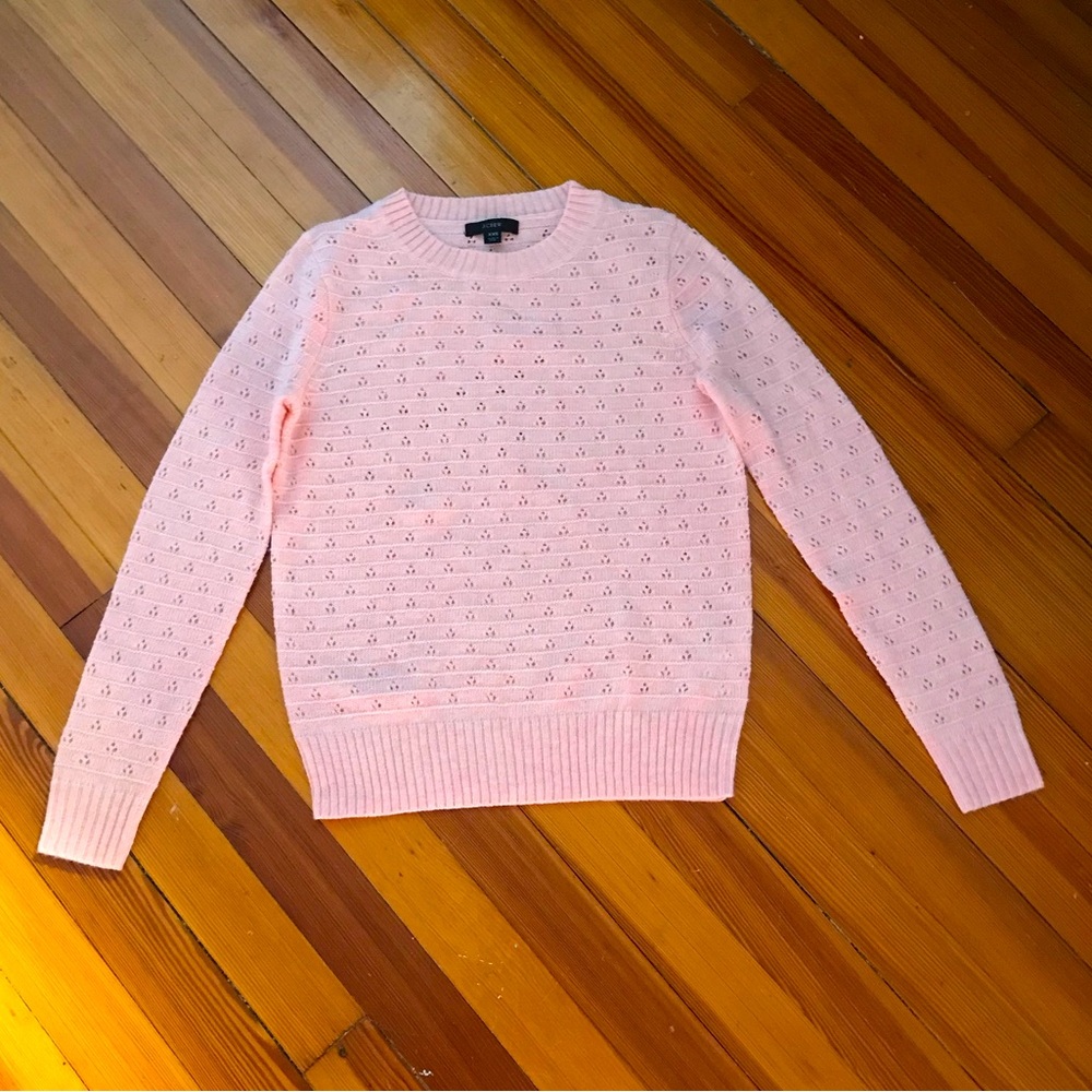 J. Crew pink pointelle sweater